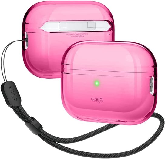 ELAGO Etui Case Przezroczyste z smyczką na AirPods Pro 2, Neon Hot Pink Elago