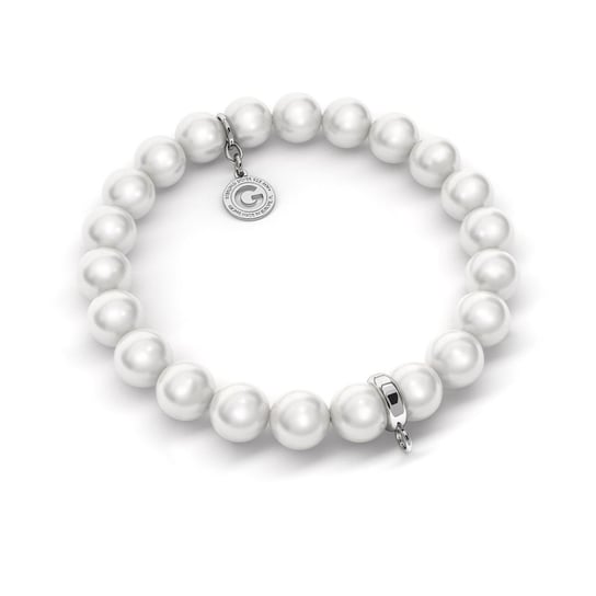 Elastyczna srebrna bransoletka perły GAVBARI 925 : Perła - kolory - GAVBARI hodowane białe, Srebro - kolor pokrycia - Pokrycie platyną GIORRE