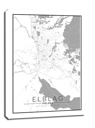 Elblag mapa czarno biała - obraz na płótnie 20x30 cm Galeria Plakatu