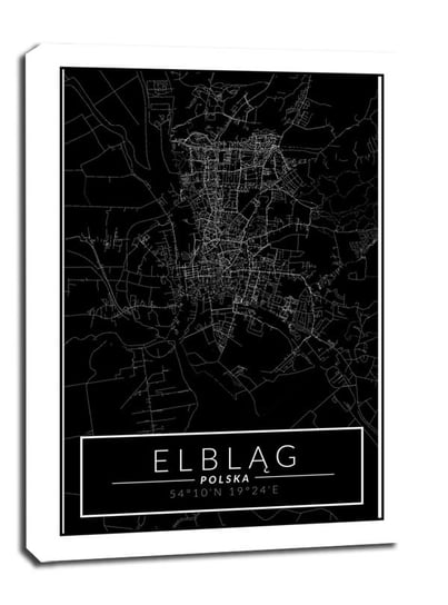 Elblag mapa dark - obraz na płótnie 90x120 cm Galeria Plakatu