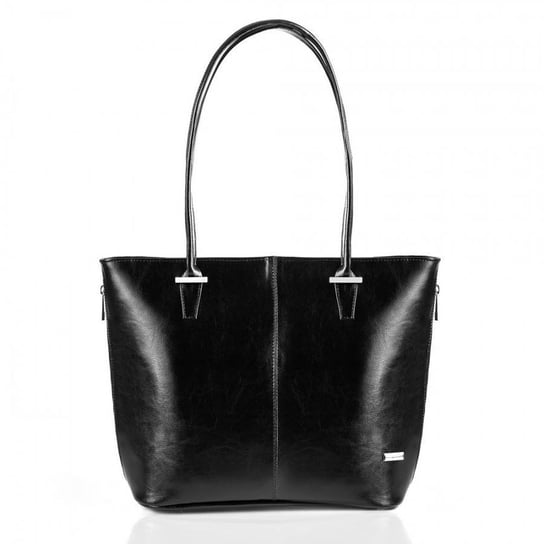 Elegancka damska torebka shopper bag czarny skórzany Paolo Peruzzi