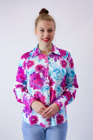 Elegancka koszula w kwiaty Miko Fuksjowo-niebieska 46 Nelino