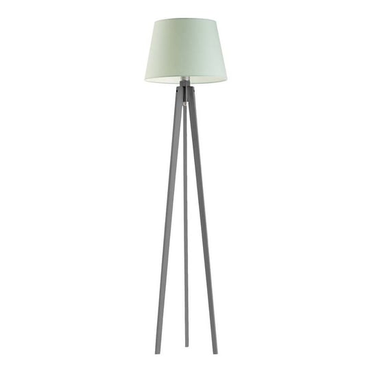 Elegancka lampa podłogowa na trójnogu drewnianym do pokoju dziecka LYSNE Curacao, 60 W, E27, miętowo-popielata, 158x40 cm LYSNE