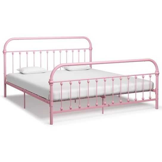 Elegancka metalowa rama łóżka, 213x191x109 cm, róż Inna marka