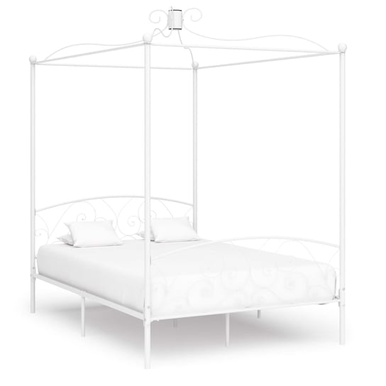 Elegancka metalowa rama łóżka z baldachimem - Biał Inna marka