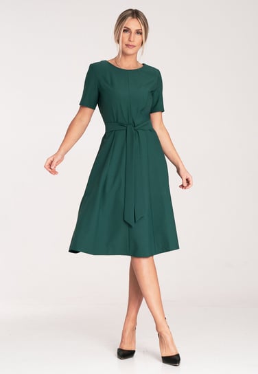 Elegancka sukienka midi w literę A - zielona sukienka M1069 rozmiar S FIGL