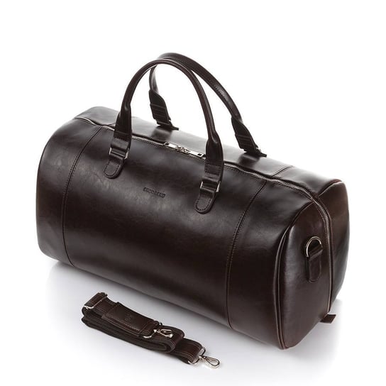 Elegancka torba podróżna skórzana walizka brodrene r30 ciemny brąz Brodrene