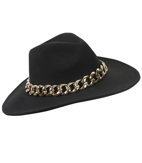 Elegancki damski kapelusz z łańcuchem stylowy Agrafka