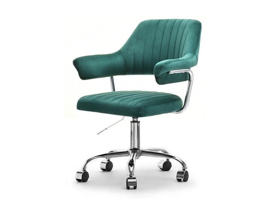 Elegancki Fotel Biurowy Na Chromowanym Stelażu Merlin Zielony Velvet MEBEL-PARTNER