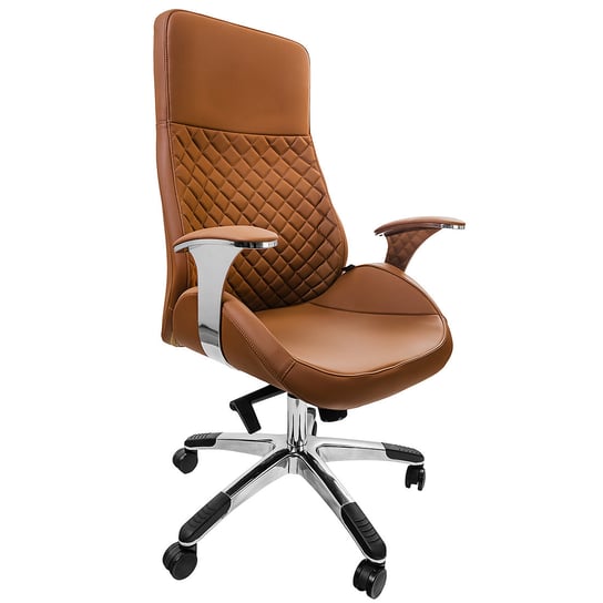 Elegancki Fotel Biurowy Obrotowy Krzesło Do Biurka Z Podłokietnikiem Alma Brąz Spacetronik