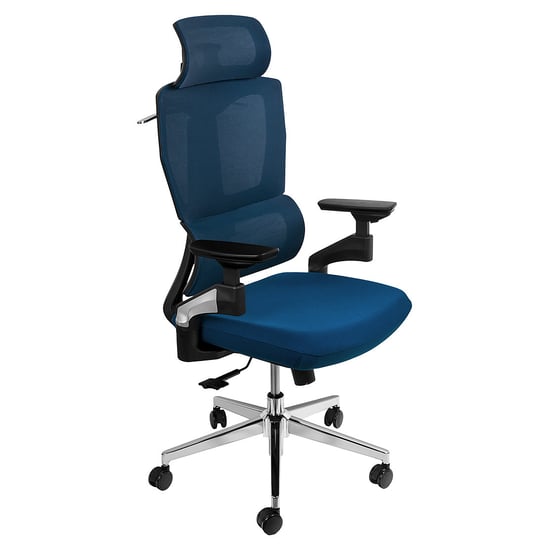 Elegancki fotel biurowy obrotowy krzesło regulowane z podłokietnikiem BARD blue Spacetronik