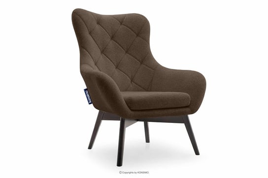 Elegancki fotel brązowy z pikowaniem RAMOS Konsimo Konsimo