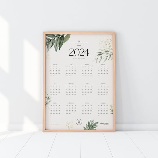 Elegancki Kalendarz Ścienny Floral 2024 Z Cytatem Motywacyjnym PaperDesk