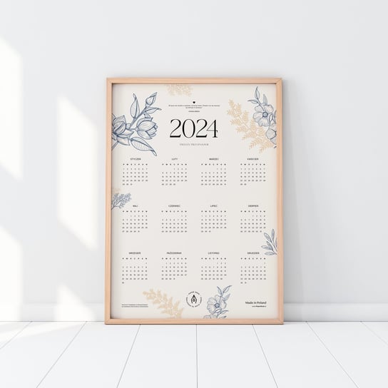 Elegancki Kalendarz Ścienny Garden Flowers 2024 Z Cytatem Motywacyjnym PaperDesk