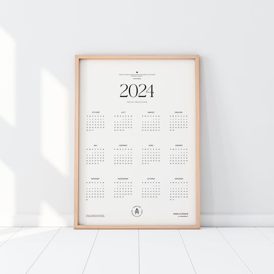 Elegancki Kalendarz Ścienny Modern 2024 Z Cytatem Motywacyjnym PaperDesk