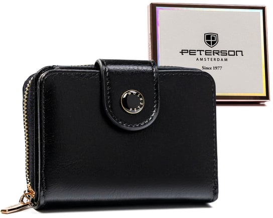 Elegancki portfel damski ze skóry ekologicznej z ochroną kart RFID Peterson, czarny Peterson