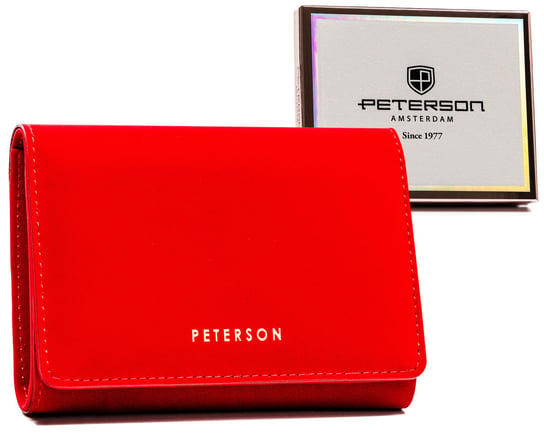 Elegancki portfel damski ze skóry ekologicznej z ochroną kart RFID Peterson, czerwony Peterson