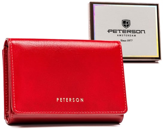 Elegancki portfel damski ze skóry ekologicznej z ochroną RFID Peterson, czerwony Peterson