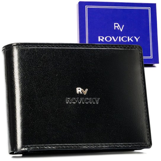 Elegancki portfel męski ze skóry naturalnej z ochroną kart RFID Rovicky, czarny Rovicky