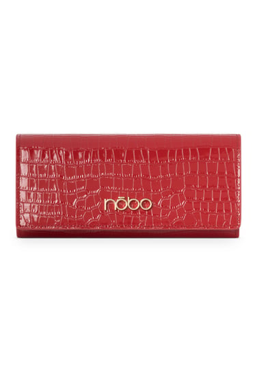 Elegancki portfel z klapką Nobo croco czerwony Nobo