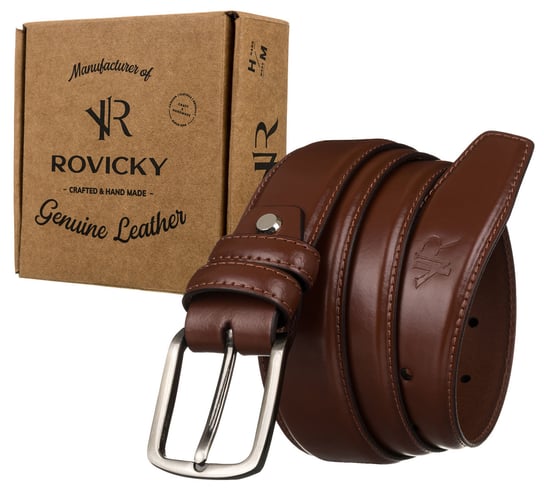 Elegancki, skórzany pasek męski z klamrą tradycyjną — Rovicky Rovicky