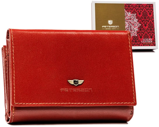 Elegancki skórzany portfel damski z ochroną kart RFID Peterson, brązowy Peterson