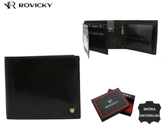 Elegancki skorzany portfel meski bez zapiecia zewnetrznego Rovicky