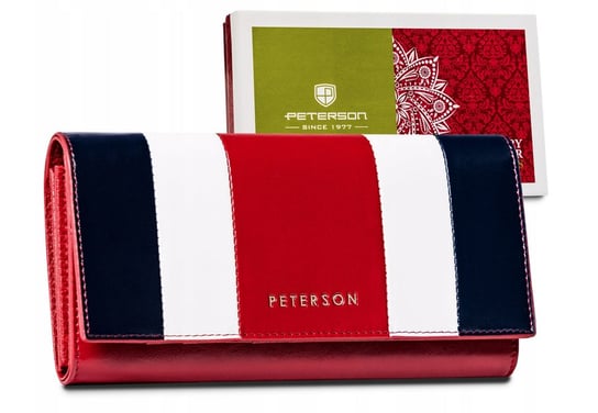 Elegancki, trzykolorowy portfel z wysokojakościowej skóry naturalnej — Peterson Peterson