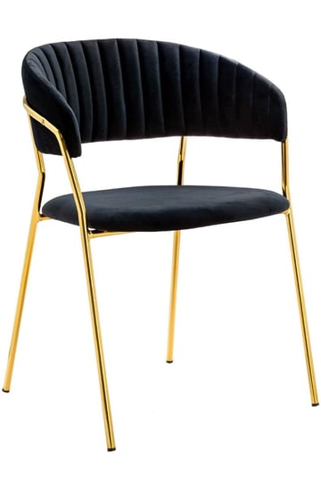 Eleganckie, czarne krzesło na złotym stelażu Pallero