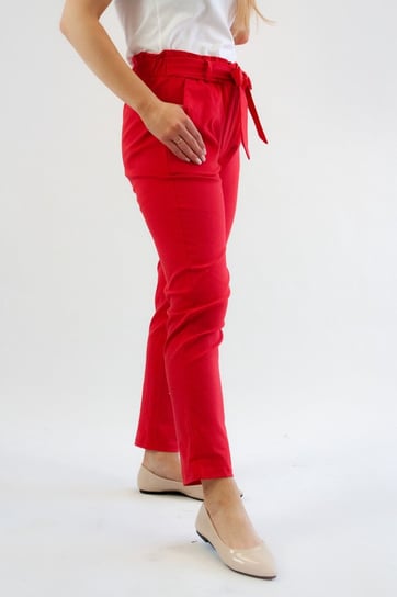 Eleganckie spodnie z kokardą Amelia Czerwone UNI DUŻY Nelino