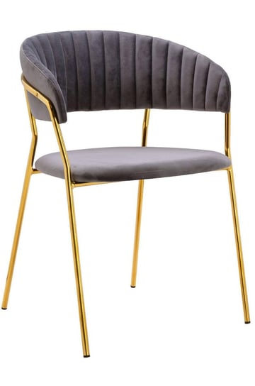 Eleganckie, szare krzesło na złotym stelażu Pallero