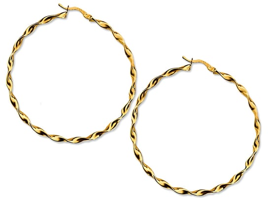 Eleganckie złote kolczyki 585 z duże koła – skręcane, 4,3g Lovrin