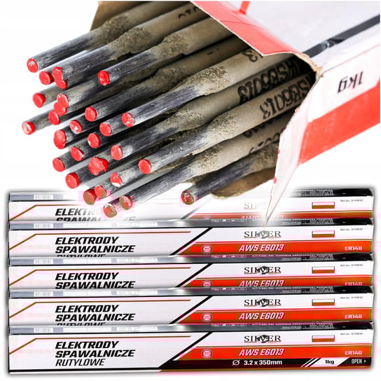 ELEKTRODY SPAWALNICZE 3,2mm 350mm ELEKTRODA 5kg ELEKTRODY RUTYLOWE KRZEM - zestaw 5x 1kg Silvertools