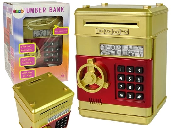 Elektroniczny Sejf Skarbonka Oszczędzanie Złoty Kod Lean Toys