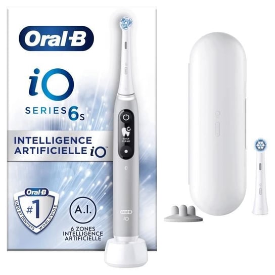 Elektryczna szczoteczka do zębów Oral-B iO 6S Grey z połączeniem Bluetooth, 2 główki szczoteczki, 1 etui podróżne Oral-B