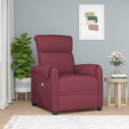 Elektryczny fotel masujący, winna czerwień, tkanina vidaXL