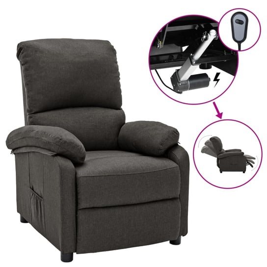 Elektryczny fotel rozkładany, ciemnoszary, obity tkaniną vidaXL