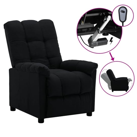 Elektryczny fotel rozkładany, czarny, obity tkaniną vidaXL