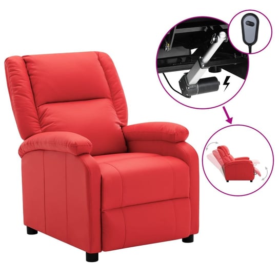 Elektryczny fotel rozkładany, czerwony, sztuczna skóra vidaXL