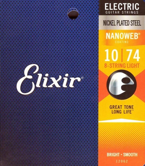Elixir 12062 Light (10-74) Nanoweb Struny Do Gitary Elektrycznej - 8 Elixir