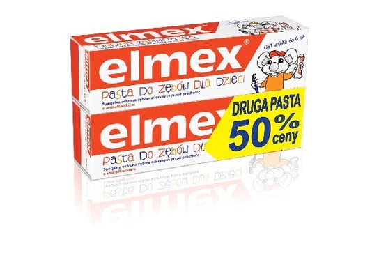 Elmex, pasta do zębów dla dzieci 0-6 lat, 2x50 ml Elmex