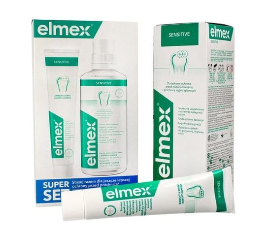 Elmex, Sensitive, Zestaw pasta do zębów i płyn do płukania ust Elmex