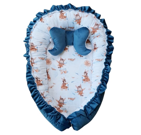 ELULE Kokon niemowlęcy z poduszką, gniazdo, otulacz z materiałów PREMIUM - Niebieski Inna marka
