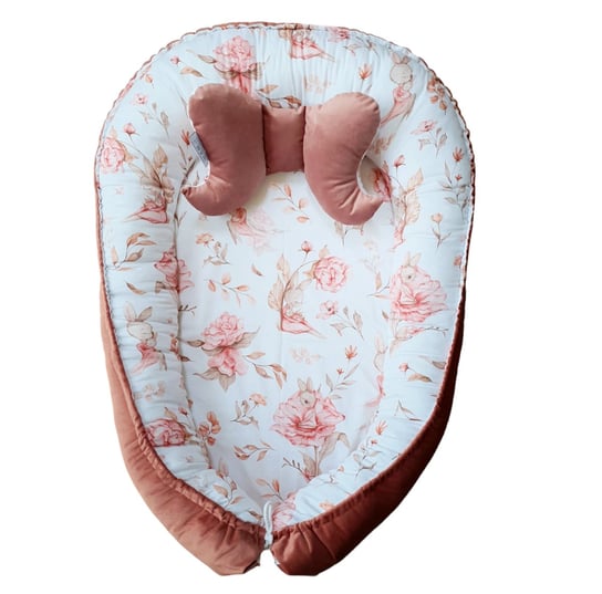 ELULE Kokon niemowlęcy z poduszką, gniazdo, otulacz z materiałów PREMIUM - PUDROWY RÓŻ Inna marka
