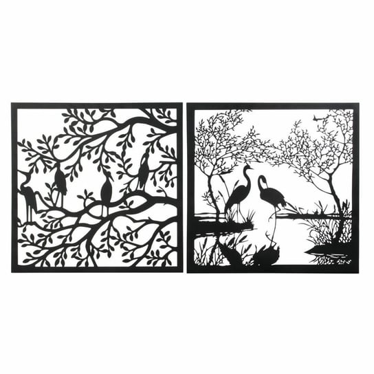 Emaga Dekoracja ścienna DKD Home Decor 98 x 1 x 98 cm Czarny Ptaki (2 Sztuk) Inna marka