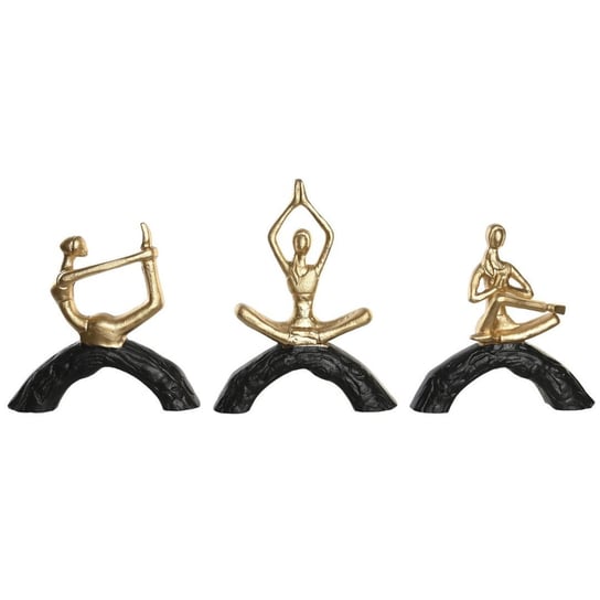 Emaga Figurka Dekoracyjna DKD Home Decor 28 x 7 x 35 cm 28 x 8 x 36 cm Czarny Złoty Yoga (3 Sztuk) Inna marka