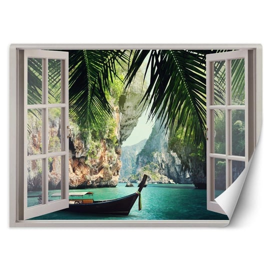Emaga Fototapeta, Widok z okna tropikalna plaża palmy - 210x150 Inna marka