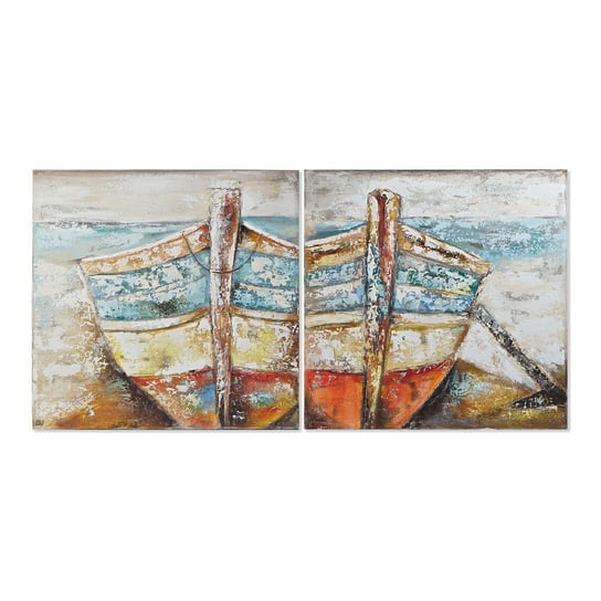 Emaga Obraz DKD Home Decor Boat Barco Śródziemnomorski (100 x 3,5 x 100 cm) (2 Sztuk) DKD Home Decor