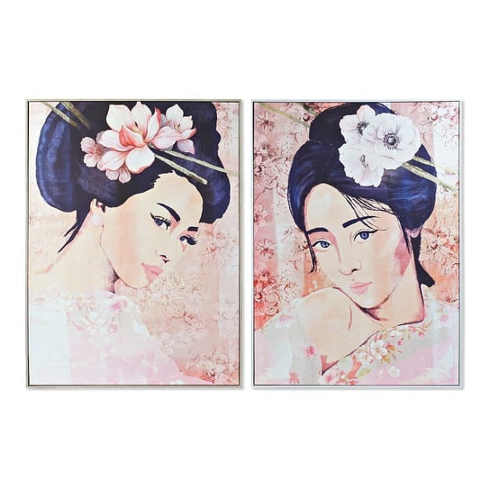Emaga Obraz DKD Home Decor CU-179961 Płótno Gejsza Orientalny (103,5 x 4,5 x 144 cm) (2 Sztuk) DKD Home Decor