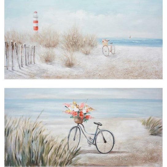 Emaga Obraz DKD Home Decor Plaża Śródziemnomorski (140 x 3,5 x 70 cm) (2 Sztuk) DKD Home Decor